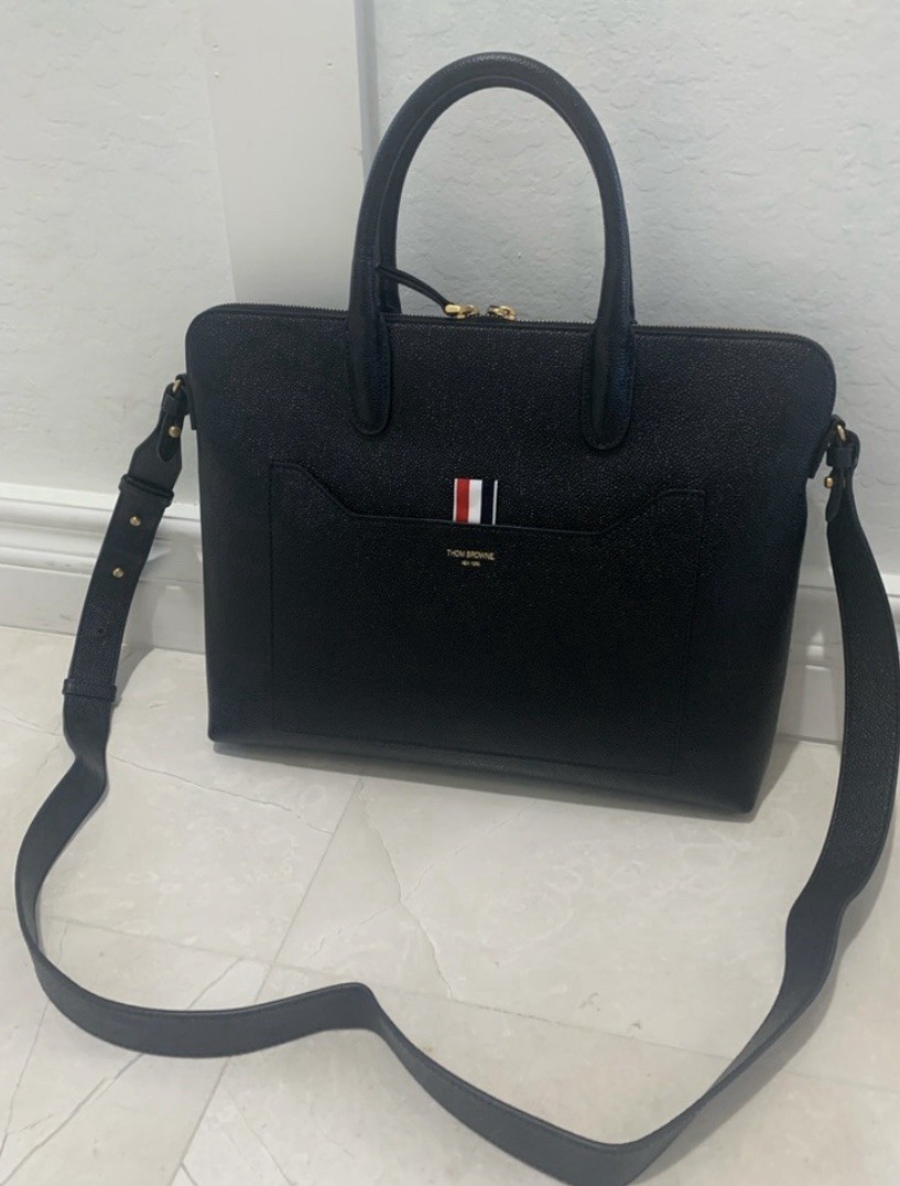 Authentic THOM BROWNE Black Pebble Grain Briefcas… - image 7