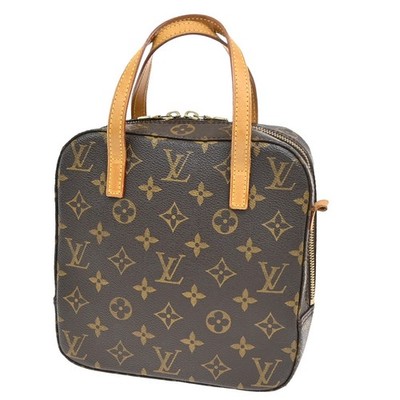 LOUIS VUITTON Logo Spontini Hand Bag Monogram Leather Brown M47500 87KC234