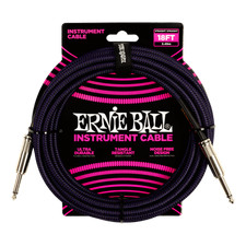 Ernie Ball Braided Instrument Cable Straight/Straight 18ft -Purple/Black