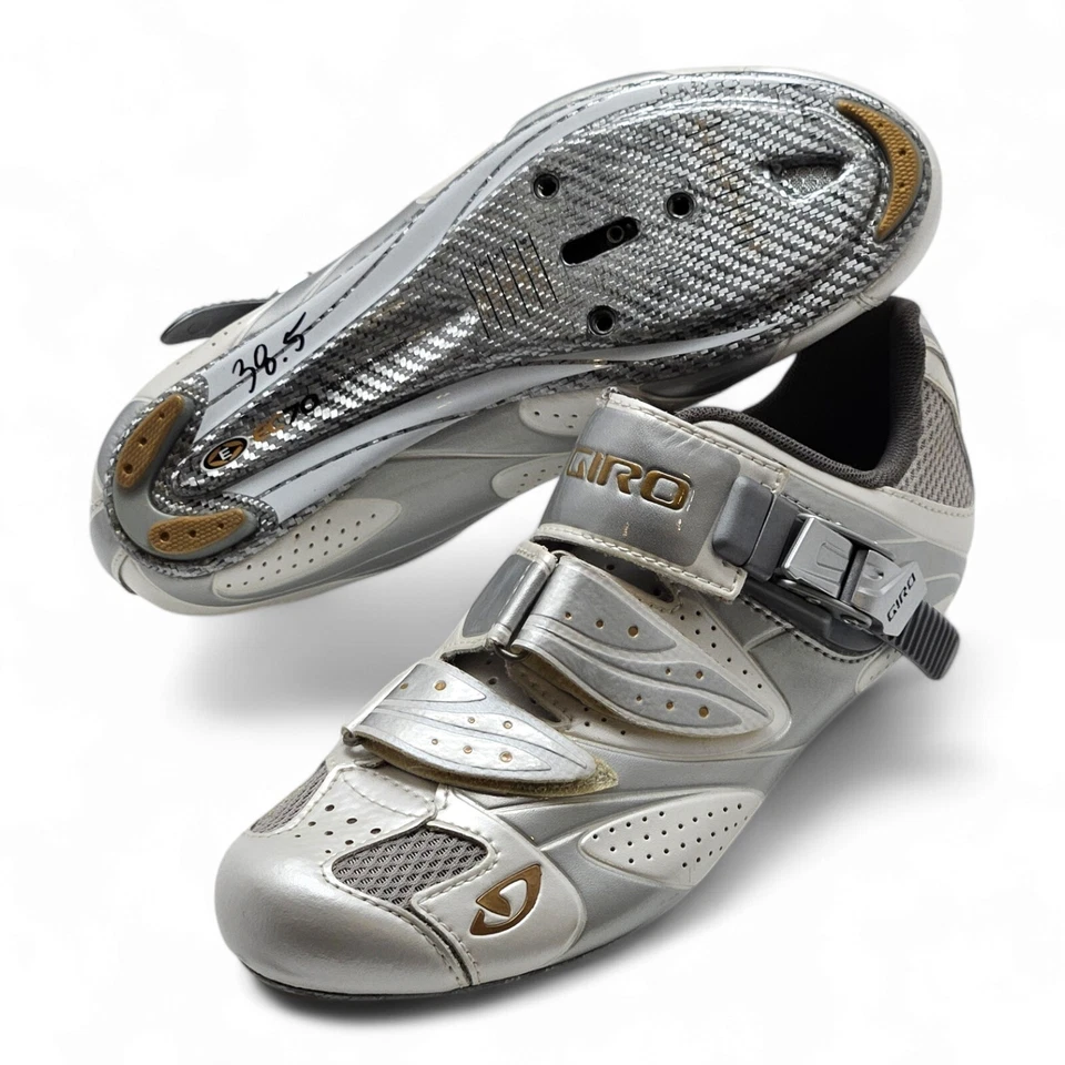 Zapatos para mujer Giro Espada EC70 ciclismo de carretera talla US 7 EUR 38,5 blancos/plateados Foto 2 de 4
