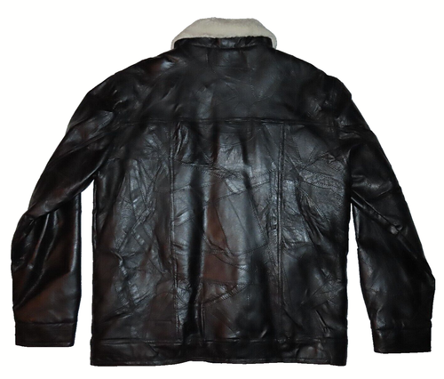 New Cellini Genuine Leather Jacket Size XL Black Viking Patch Stitching - Picture 10 of 12