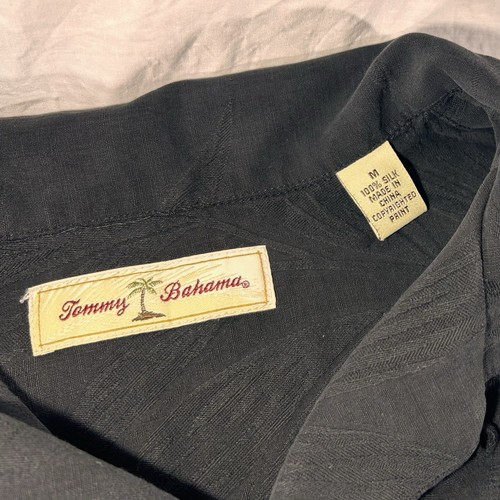 Tommy Bahama Shirt Men M 100% Silk Button Up Short Sleeve Black Casual - Picture 5 of 6