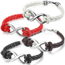 Love Infinity Multilayer Braided Leather Wrap Charm Cute Bracelet Cuff Bangle
