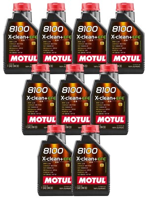 Motul 8100 X-CLEAN+ EFE 9 Liter SAE 0W-30 100% Synthetic Engine Oil 9 x 1L