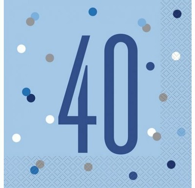 Banners /& Decorations Party Balloons Happy 40th Birthday BLUE GLITZ AGE 40