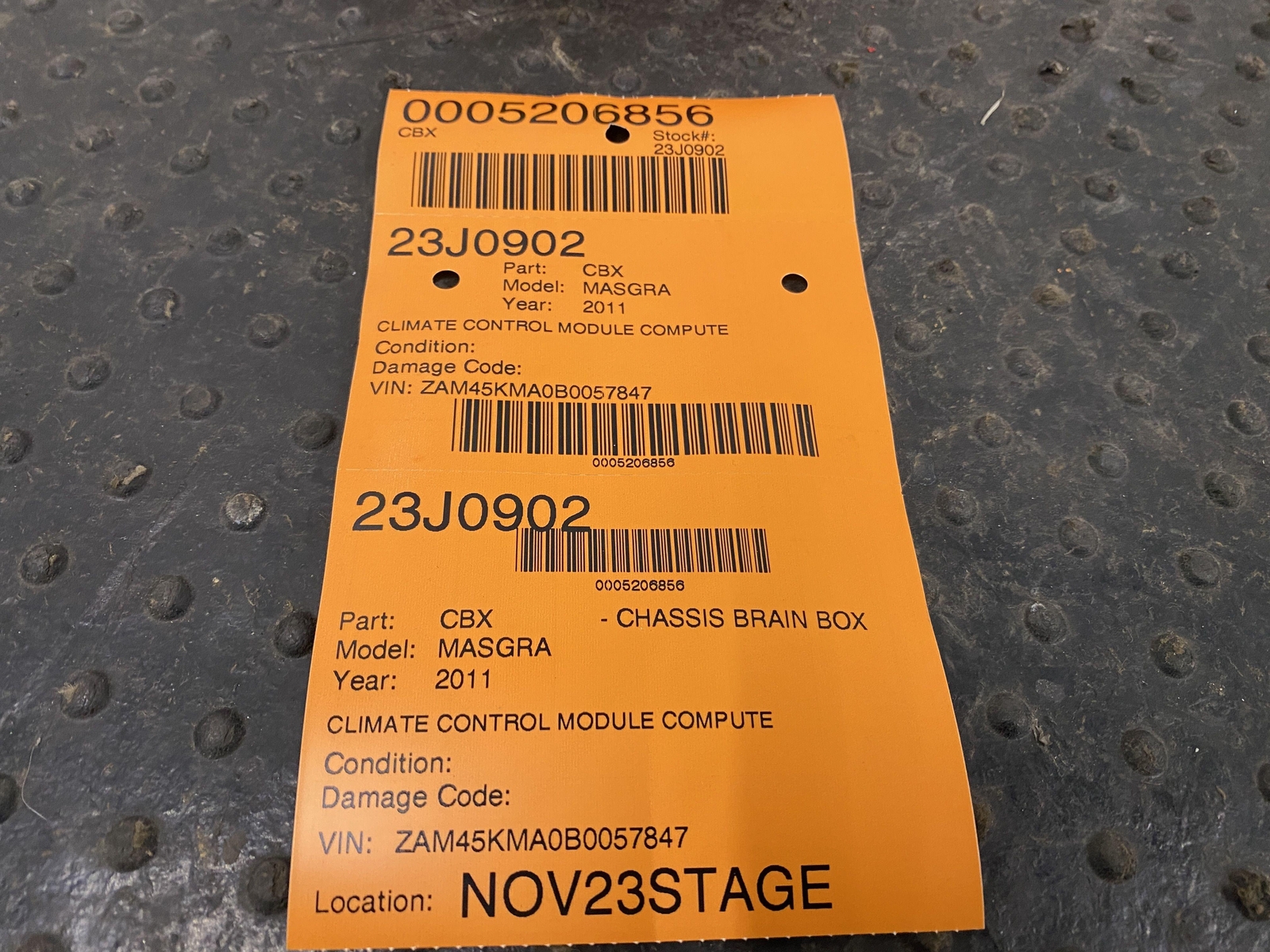 2011 MASERATI GRANTURISMO S CLIMATE CONTROL MODULE COMPUTER ID 463009156