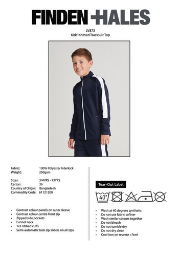 Finden & Hales Kids Knitted Tracksuit Top LV873 - Long Sleeve Activewear Jacket - Picture 2 of 43