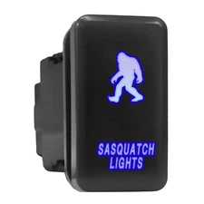 SASQUATCH LIGHTS Blue Backlit Switch Tall Push Button 1.54"x 0.83" (Fit: Toyota)