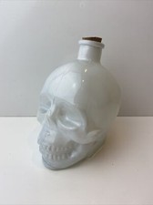 White Painted Glass Skull With Cork Decorative Gothic Bottle - Very Nice New 