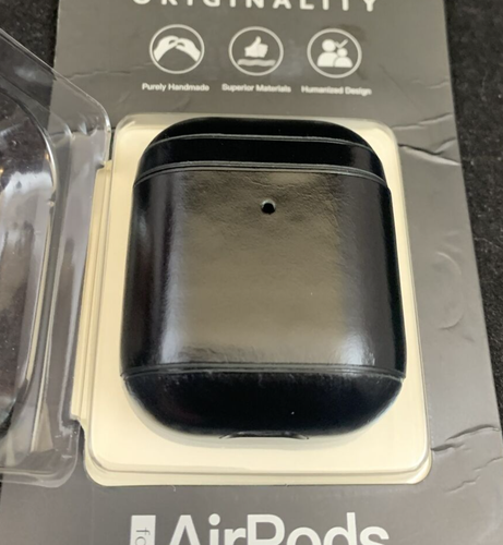 ICARER Black Leather AirPods Protective Case - Picture 3 of 4