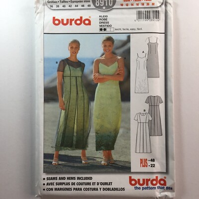 Burda 8910 Mantel Slipper Kleid Überkleid Sommer PLUS Damen neu ungeschnittenes Muster leicht