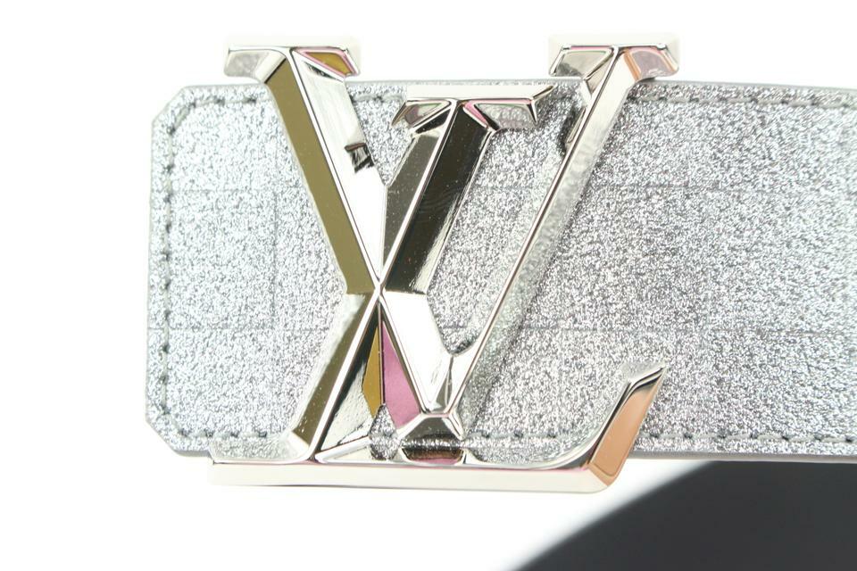 Louis Vuitton Glitter Silver Damier LV Pyramide 40mm Belt  display picture 2