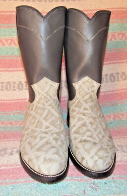 Mens Justin Diamond J Gray Elephant PRINT Leather Roper Cowboy