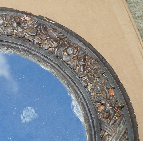 PAIR OF ORIGINAL ANTIQUE FOXED GLASS HEAVILY CARVED PERIOD PAINT WALL MIRRORS - Picture 12 of 17