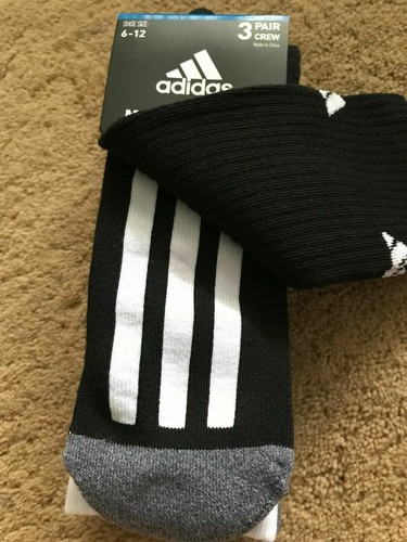 Adidas Mens Cushioned Moisture Wicking Assorted Colors Crew Socks 3 Pr Sz 6-12 - Picture 4 of 15