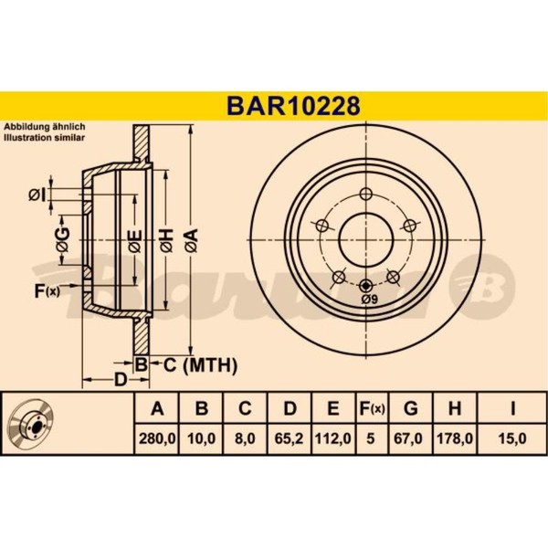 Barum 2X Bremsscheiben Hinten Ø280 Mm Voll FüR Mercedes Vito Bus V-Klasse 638-image