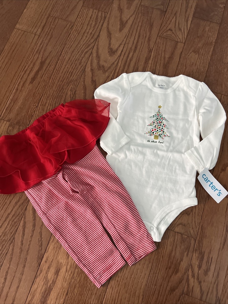 NEW NWT Carters Girls 18 Months Christmas Tutu Pant Set Outfit