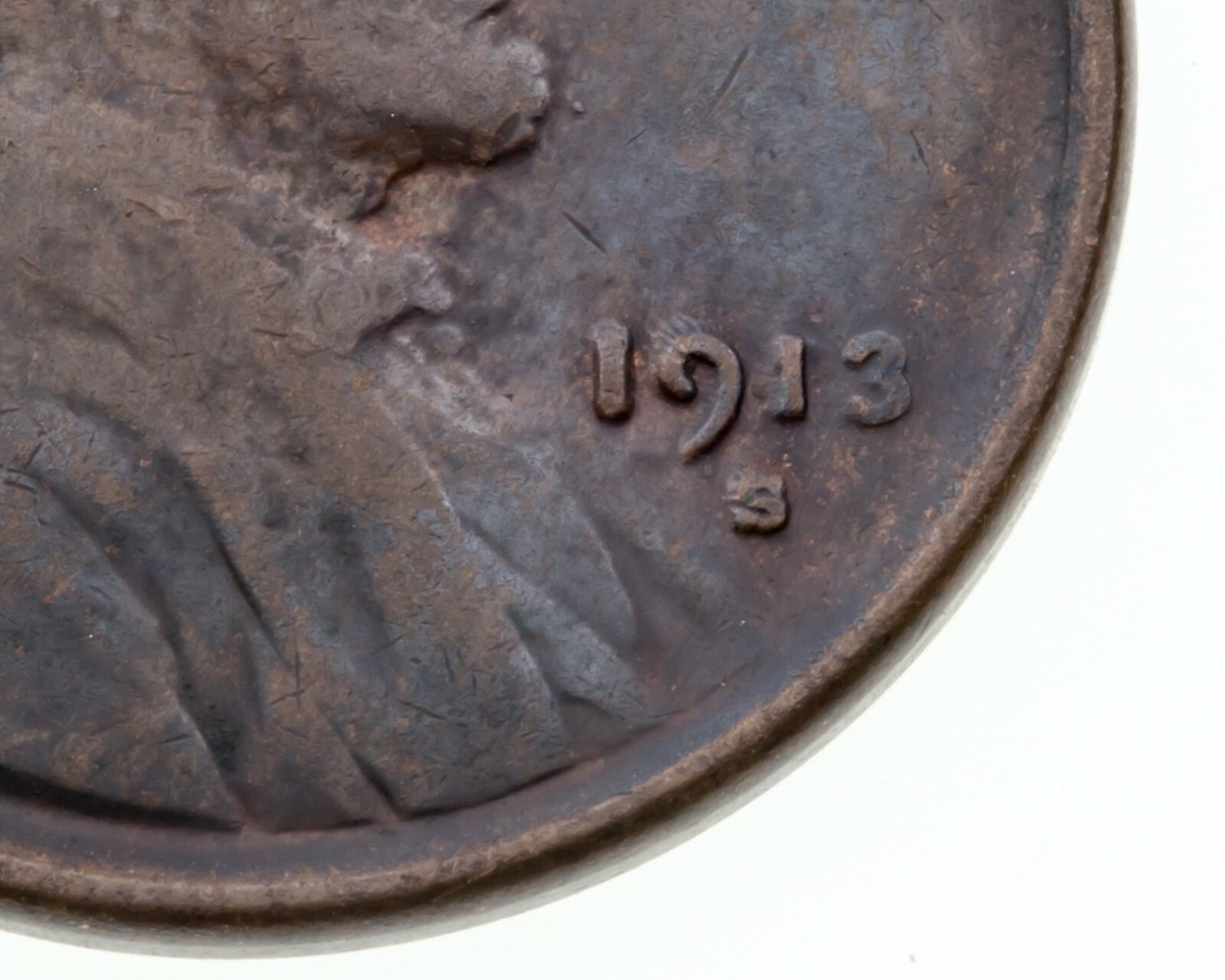 1913-S 1C Lincoln Wheat Cent in XF Condition, Brown Color, Nice