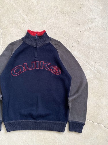 Y2K Archive Vintage Quiksilver Sweater Striped Hype Blue M Size - Picture 4 of 13