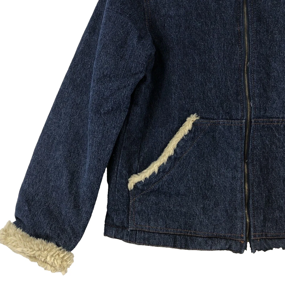 Abrigo Chaqueta Mujer Casa de Muñecas S Denim Cremallera Frontal Sherpa Forrado Coro Granero Abrigo Foto 4 de 4