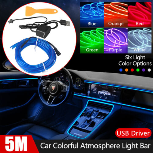 5 m/16,4 pieds voiture lumière intérieure atmosphère lampe d'ambiance néon flexible bande DEL - Photo 1 sur 24