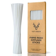 Fiber Reed Sticks – 100 pcs White Reed Diffuser Sticks for Essential Oil A