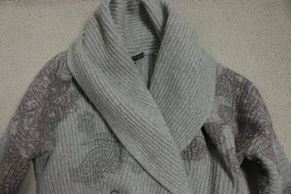 Suéter Etro Milano Mujer Pequeño Gris Cárdigan Manga Larga Hecho en Italia Foto 3 de 4