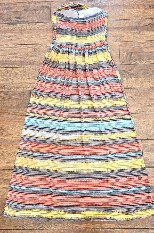 Maxi Vestido Para Mujer AMERICAN RAG Cuello Corazón Tubo Top Multicolor Rayas S Foto 2 de 4