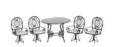 Maison de Poupées Noir Fer Forgé Patio Table Chaises Miniature Meubles Jardin