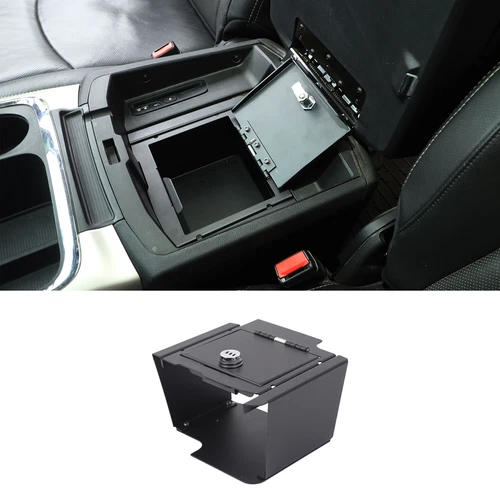 Black Center Console Private Lock Box Safe Vault Organizer For Ram 1500 2009-18