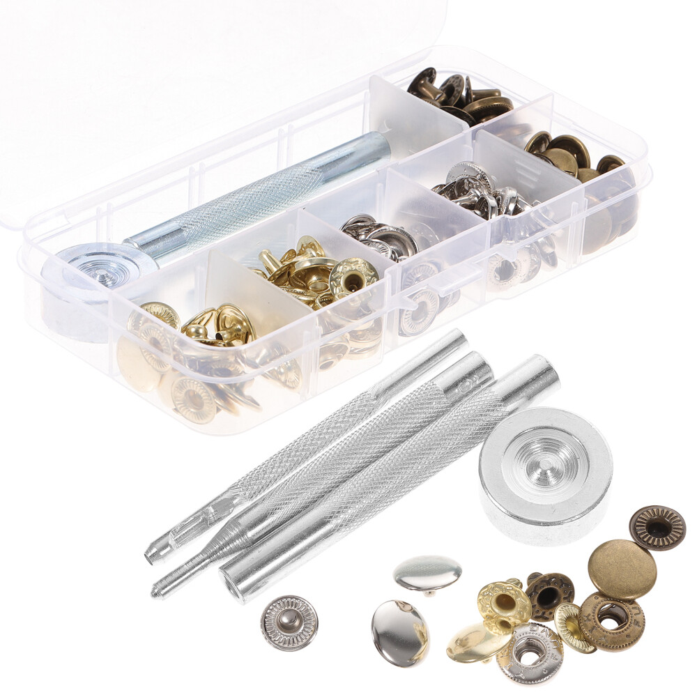 30 Sets Snap Fasteners Kit Button Snaps Fasteners with Punch and Setting Tools