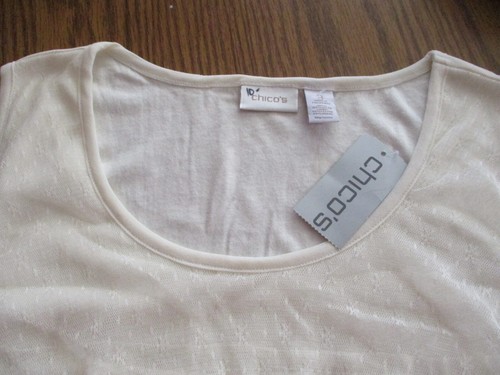 Chico's - Ivory w/tiers of Ruffles Sleeveless Knit Lace Tank Top - Size 3 - Picture 4 of 6