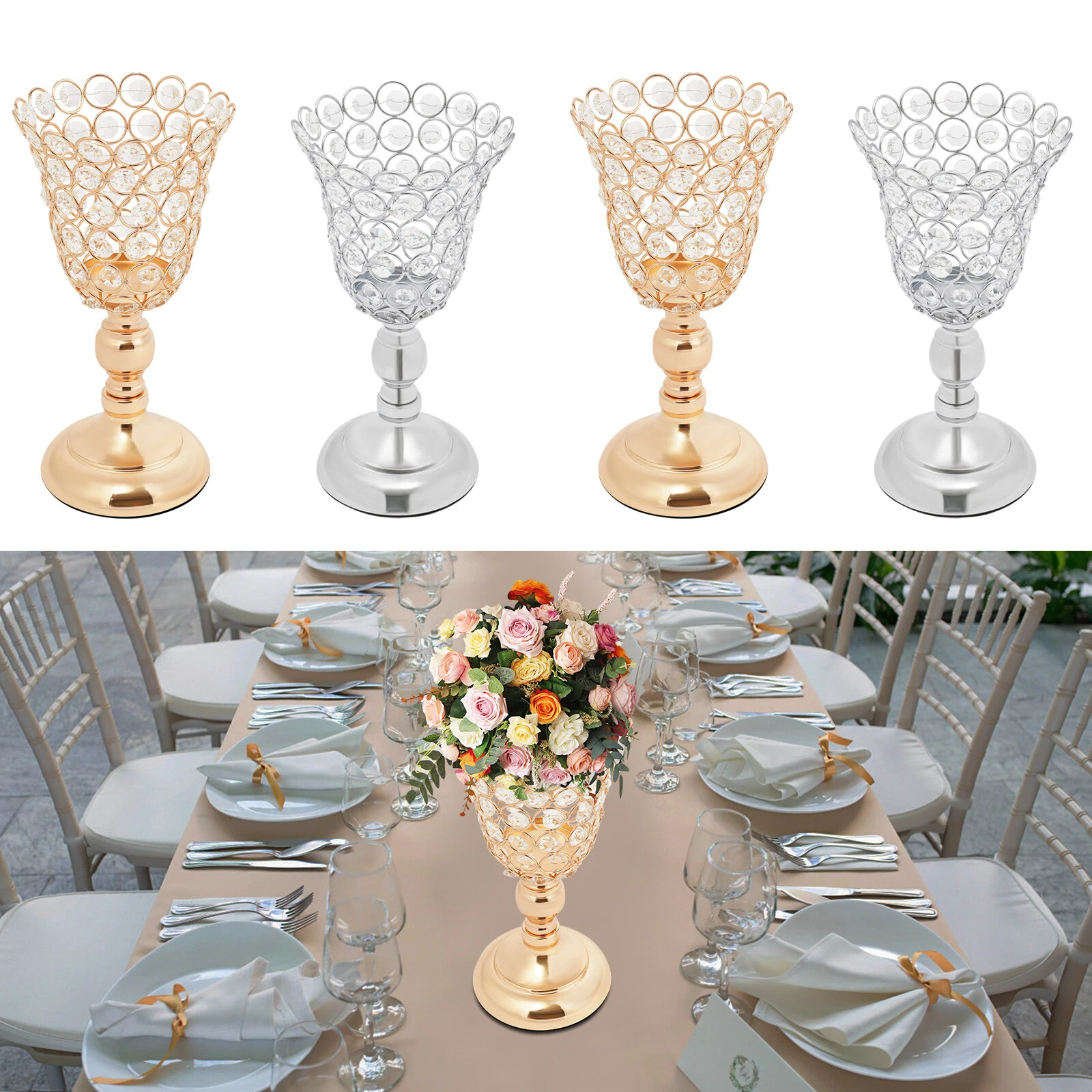 2Pcs Wedding Flower Vases For Centerpieces Elegant Wedding Vase Decor 2-color US