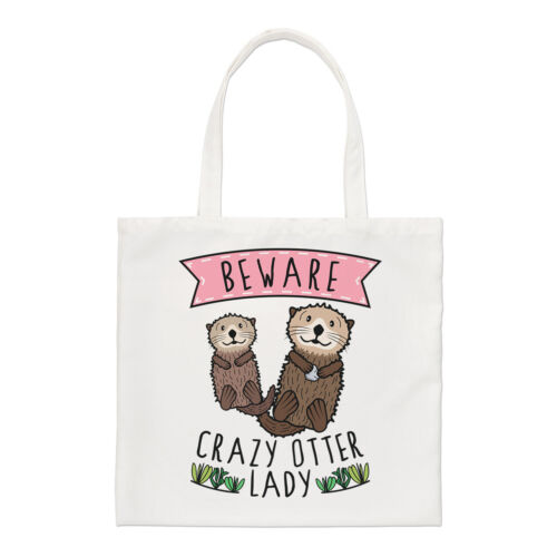Beware Crazy Otter Lady Regular Tote Bag Funny Animal Shopper Shoulder |  eBay