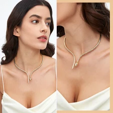 Women's Snake Choker Necklace Adjustable Curved Punk Cocktail Serpent Collar
