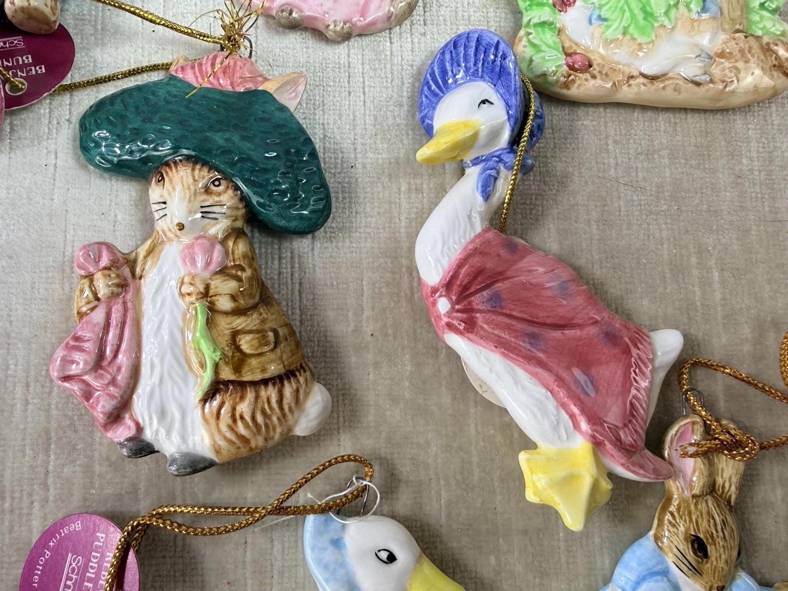 Vintage Schmid Porcelain Beatrix Potter Vintage Ornament Set Lot Of 11 1982-1987