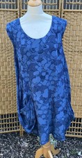 White Stuff Size 16 100% Silk Dress Blue Floral  Draped Hem Charity Sale
