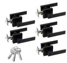 Entry Door Lock Set, Square Door Lever for Bedroom, Passage Door Privacy 5 pack