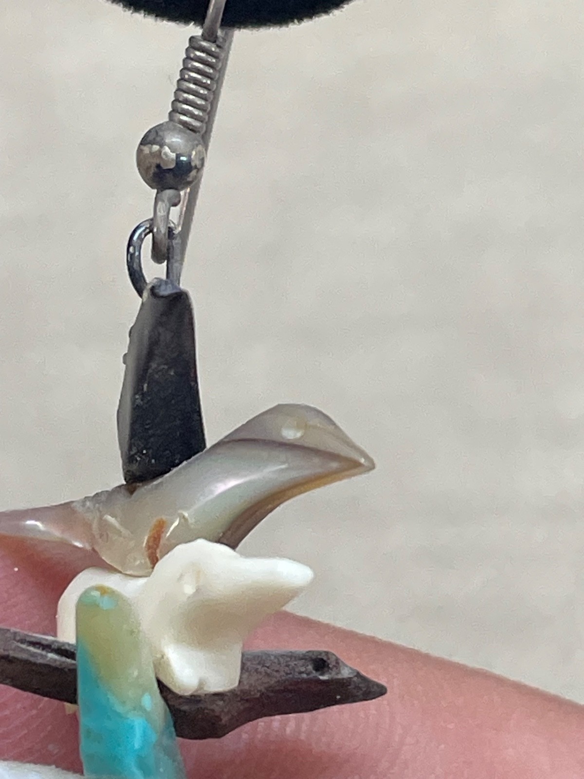 Earrings Dangling Stone Birds multi layer danglin… - image 13