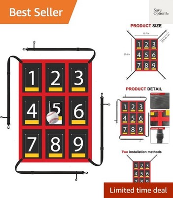 9-Section Numbered Strike Zone Trainer - Adjustable 19''x27'' Pitching Target
