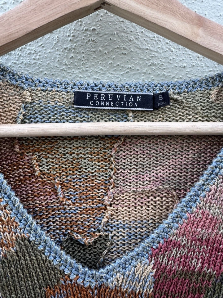 VTG Peruvian Connection Floral Bohemian Pullover Sweater SMALL Boho Grandma - Image 3 of 4