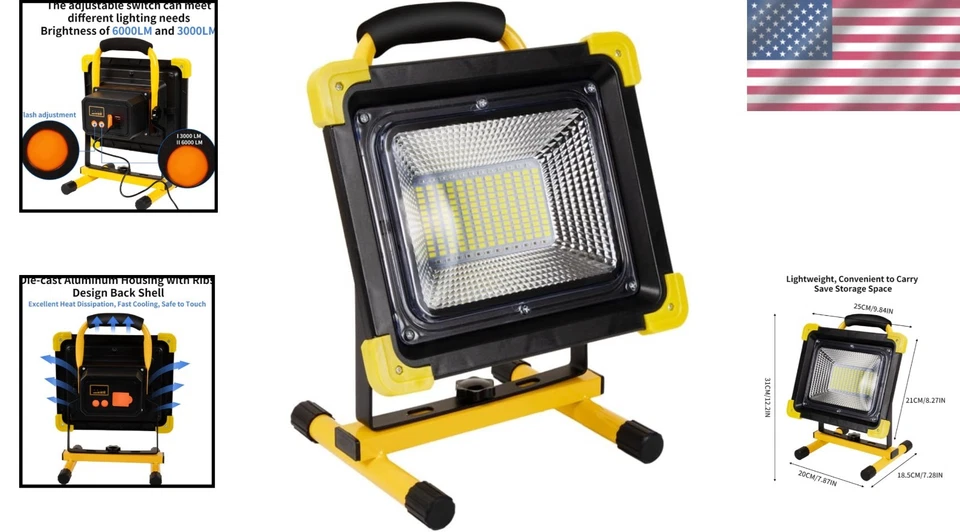20000 Lumen Rechargeable LED Work Light - Waterproof & Cordless for Outdoor Use - Image 2 of 4