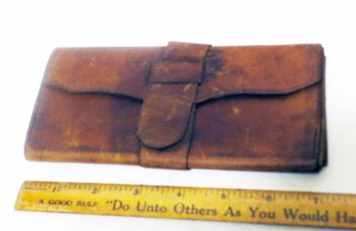 ANTIQUE CIVIL WAR ERA LEATHER WALLET / DOCUMENT HOLDER – ORIGINAL 1860s