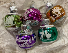 5 Christopher Radko Shiny Brite Flocked Glass Christmas Ornaments Silent Night