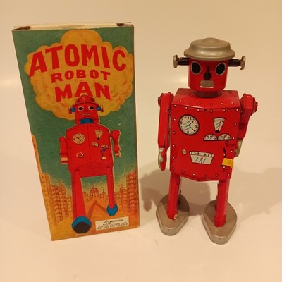 Schylling ATOMIC ROBOT MAN Red Tin Wind Up Collector Toy w/Box 1997 New In Box
