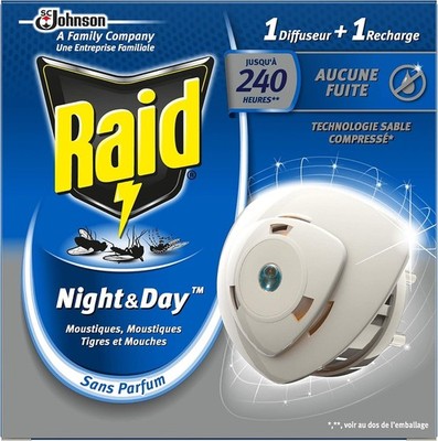 Raid Night & Day Elektrischer Diffusor Fliegen, Mücken und Tigermücken, 1