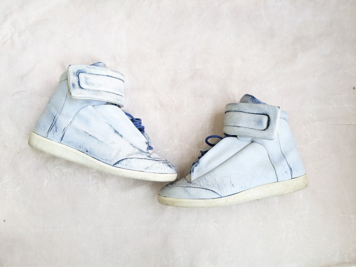 Maison Margiela Future Blue White Men 10 43 Leather High Top 