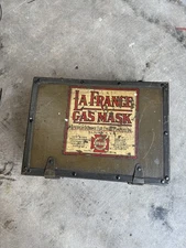 Antique American LaFrance Gas Mask Box with mask 
