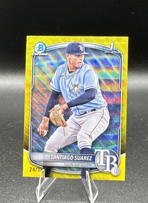 2025 Bowman Chrome /75 Santiago Suarez Yellow Refractor 1st #BCP-142 Rays