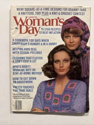 Vintage 1975 Woman s Day Magazine Granny Square Crochet Knitting Patterns